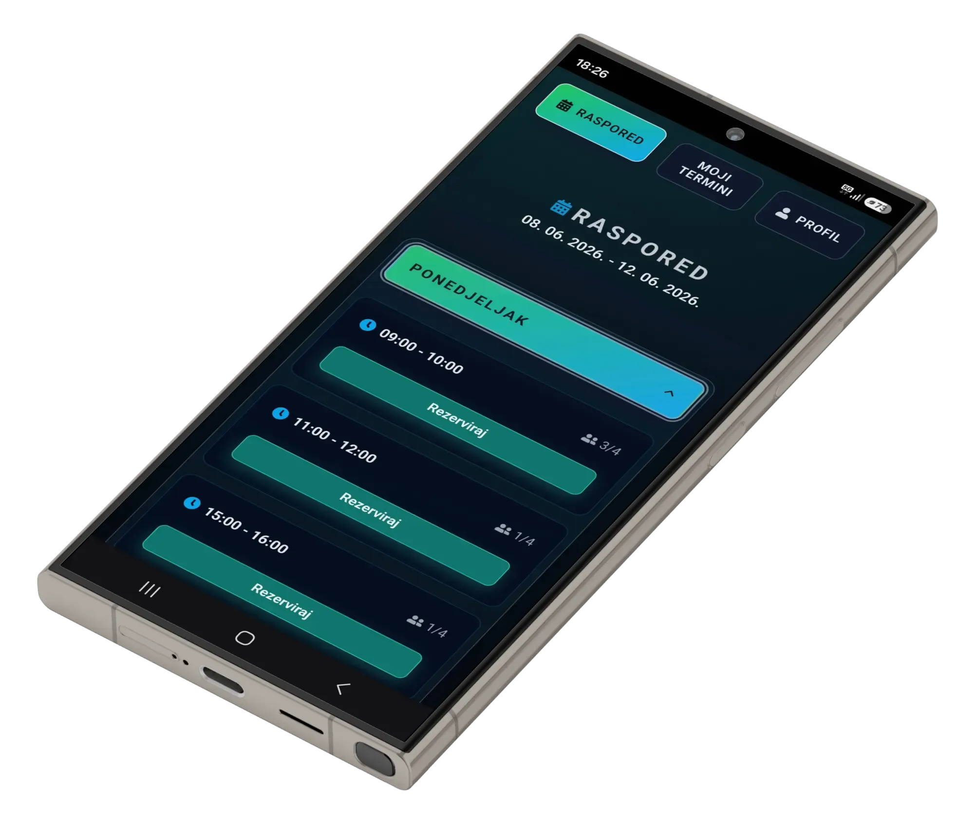 Physio by Marko patient dashboard showing exercise programs and booking history